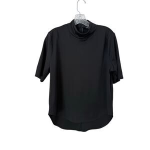 ZARA Black Mock Neck Short Sleeve Top Size Medium